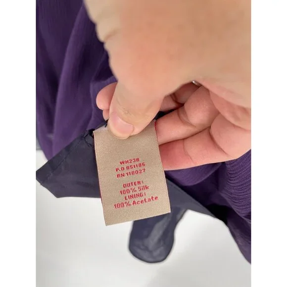 Boden Sleeveless Formal Chiffon Dress Size 14 100% Silk Purple Embellished Waist - Picture 6 of 9